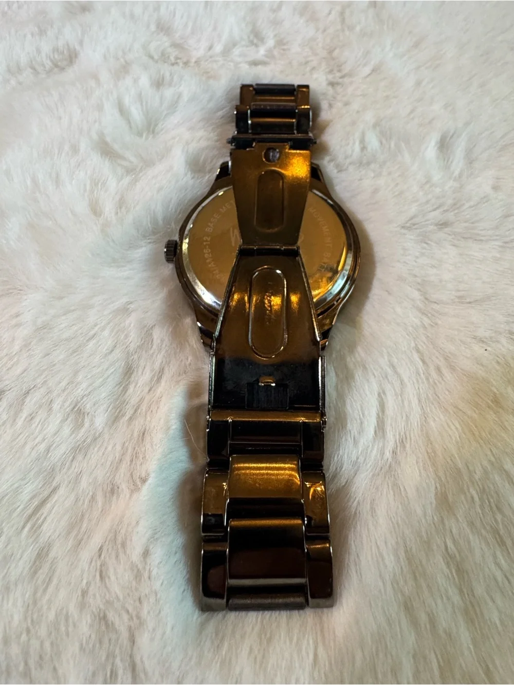Mossimo Men's Quartz Analog Black Dial Metal Bracelet Fixed Bezel Seconds